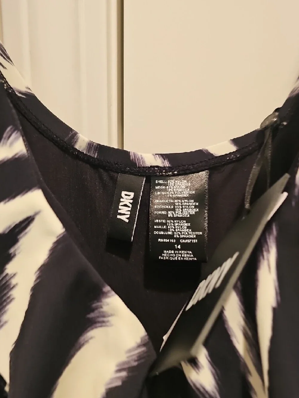 DKNY Black & White Zebra-Print One-Piece Swimsuit - Picture 2 of 6
